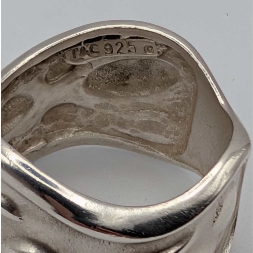 Taxco 925 Sterling Silver Wide Textured Organic Band Ring Size 6.5 6.4g - Picture 7 of 10